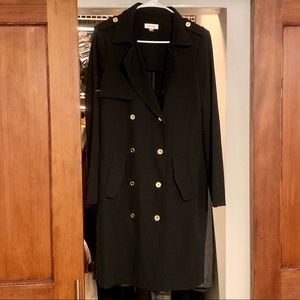 New Calvin Klein Black Coat with Gold Buttons